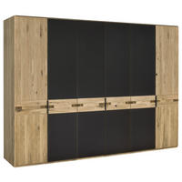 DREHTÜRENSCHRANK 296/214/61 cm 6-türig Anthrazit, Eiche Bianco  - Eiche Bianco/Anthrazit, Natur, Glas/Holz (296/214/61cm) - Linea Natura