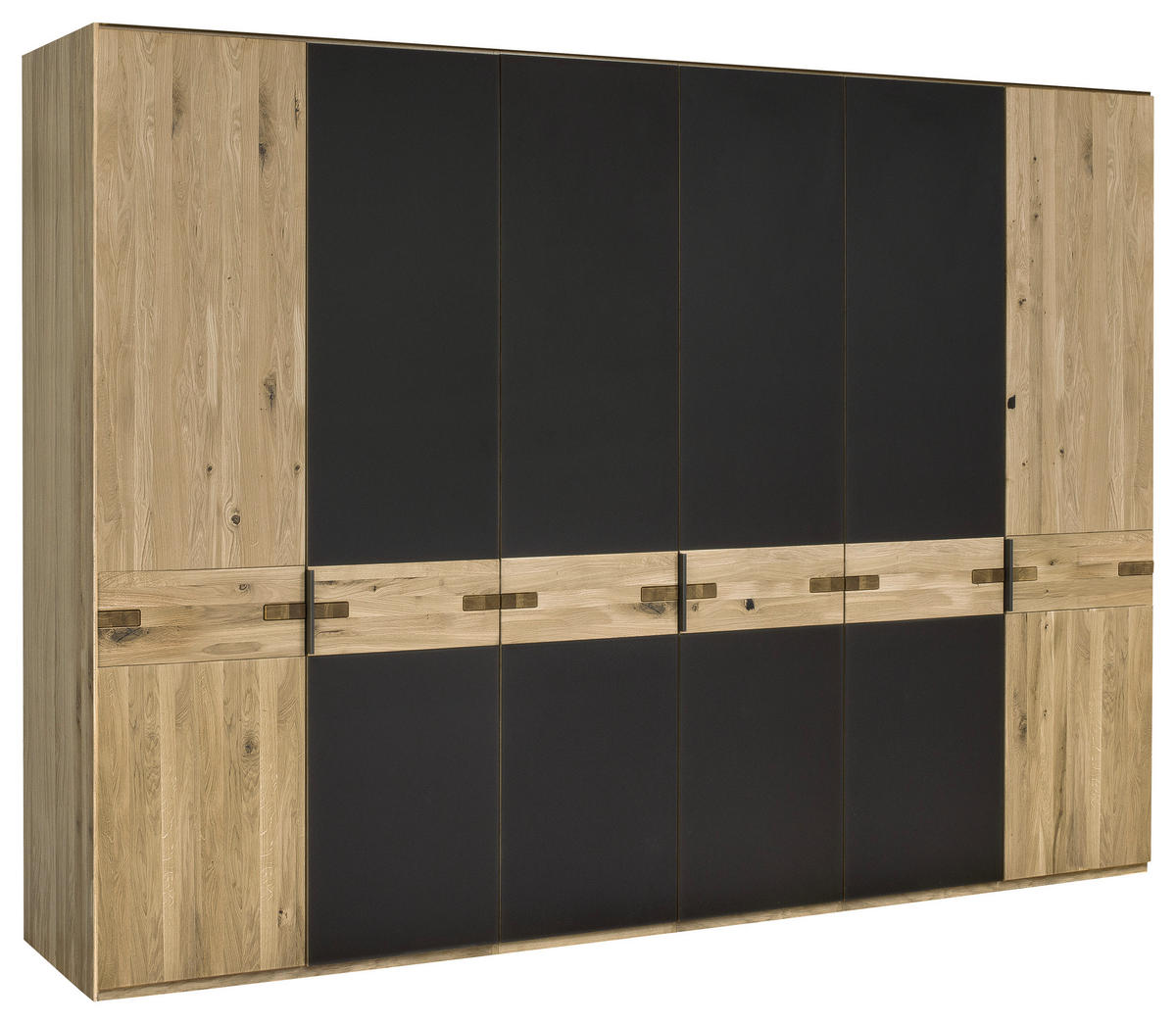DREHTÜRENSCHRANK 296/214/61 cm 6-türig Anthrazit, Eiche Bianco  - Eiche Bianco/Anthrazit, Natur, Glas/Holz (296/214/61cm) - Linea Natura