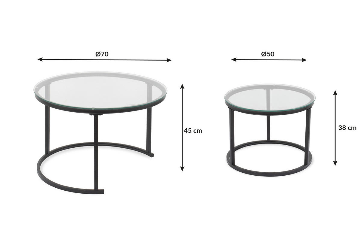 SET KLUB STOLIĆA višebojno, crna, bijela, prozirno  metal, staklo  - bijela/višebojno, Design, staklo/metal (50-70/50-70/38-45cm) - MID.YOU