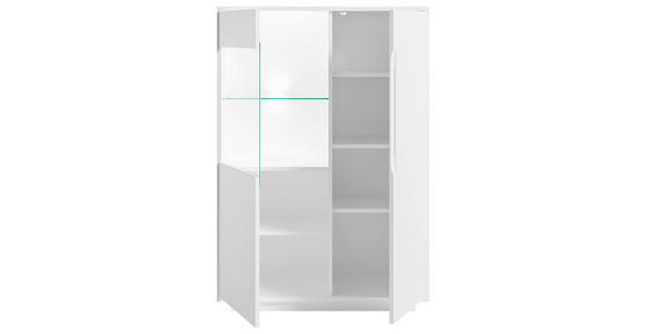 HIGHBOARD Weiß 90/130/38 cm - Weiß, MODERN, Glas/Holzwerkstoff (90/130/38cm) - Carryhome