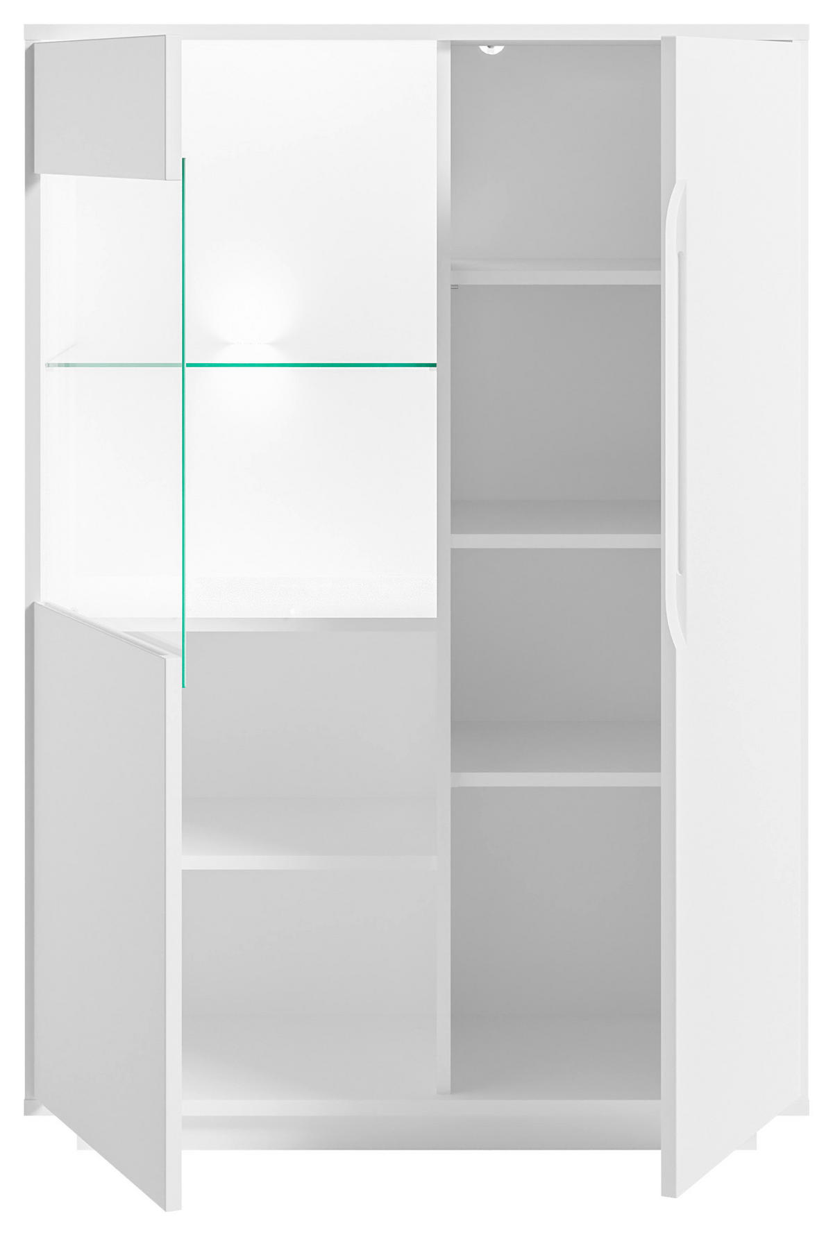 HIGHBOARD Weiß  90/130/38 cm  - Weiß, MODERN, Glas/Holzwerkstoff (90/130/38cm) - Carryhome