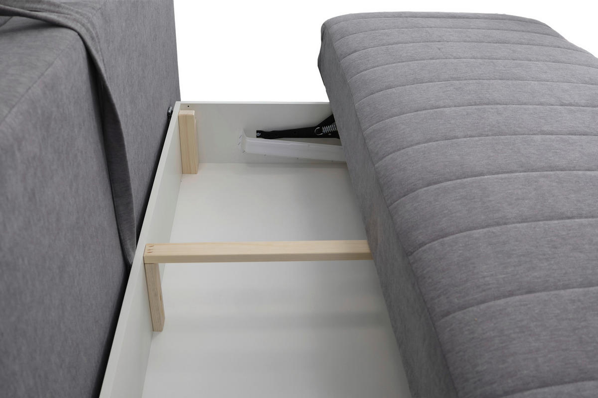 SCHLAFSOFA in Flachgewebe Grau  - Schwarz/Grau, Basics, Textil/Metall (202/98/78cm) - Livetastic