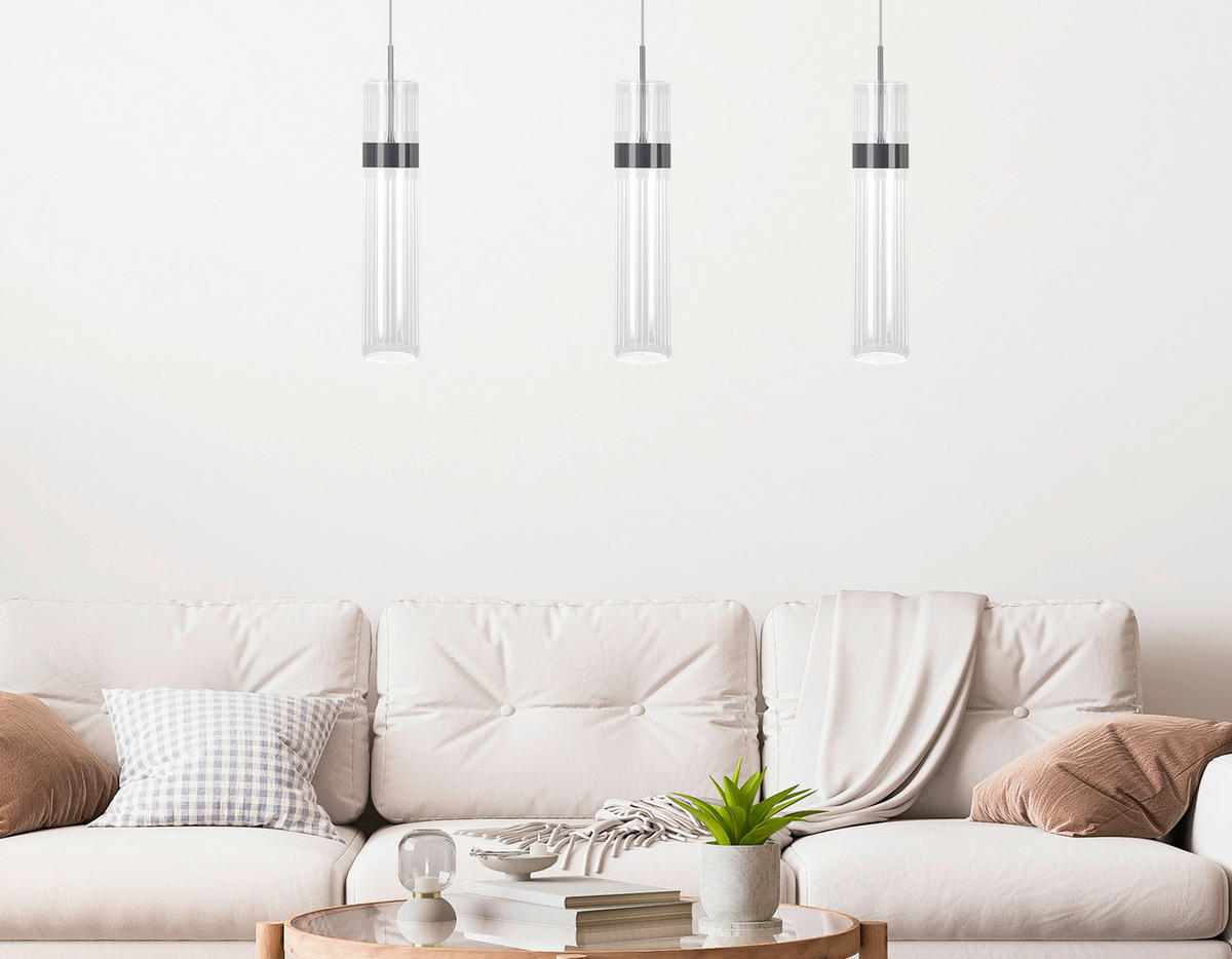 LED-HÄNGELEUCHTE Ambiente 120/60/6 cm  - Chromfarben, Design, Kunststoff (120/60/6cm)