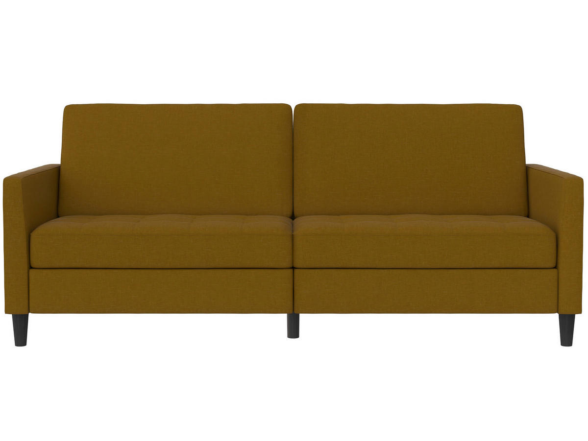 SCHLAFSOFA Webstoff, Leinenoptik Currygelb  - Currygelb/Schwarz, Basics, Kunststoff/Textil (207/86/86cm) - Livetastic
