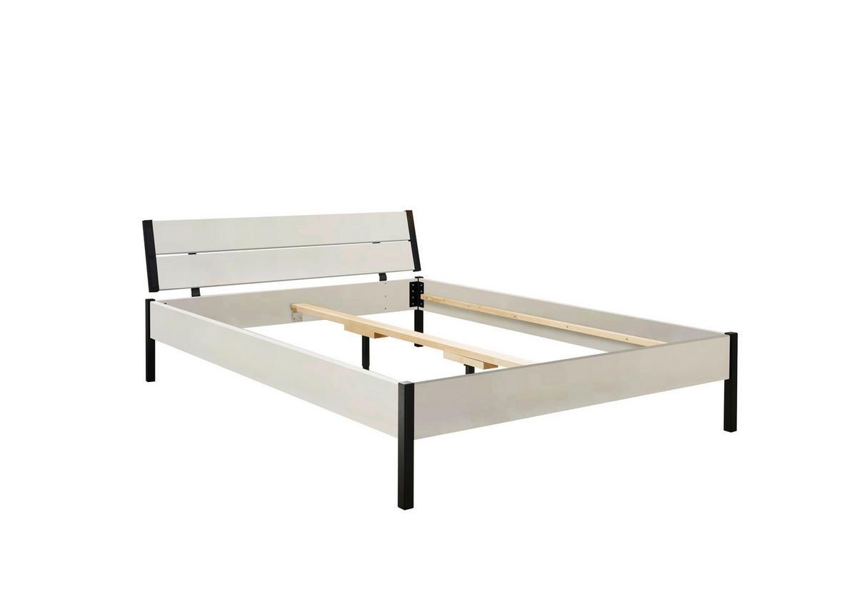 FUTONBETT 140/200 cm  in Weiss   - Weiss/Schwarz, Modern, Holzwerkstoff/Metall (140/200cm) - Livetastic