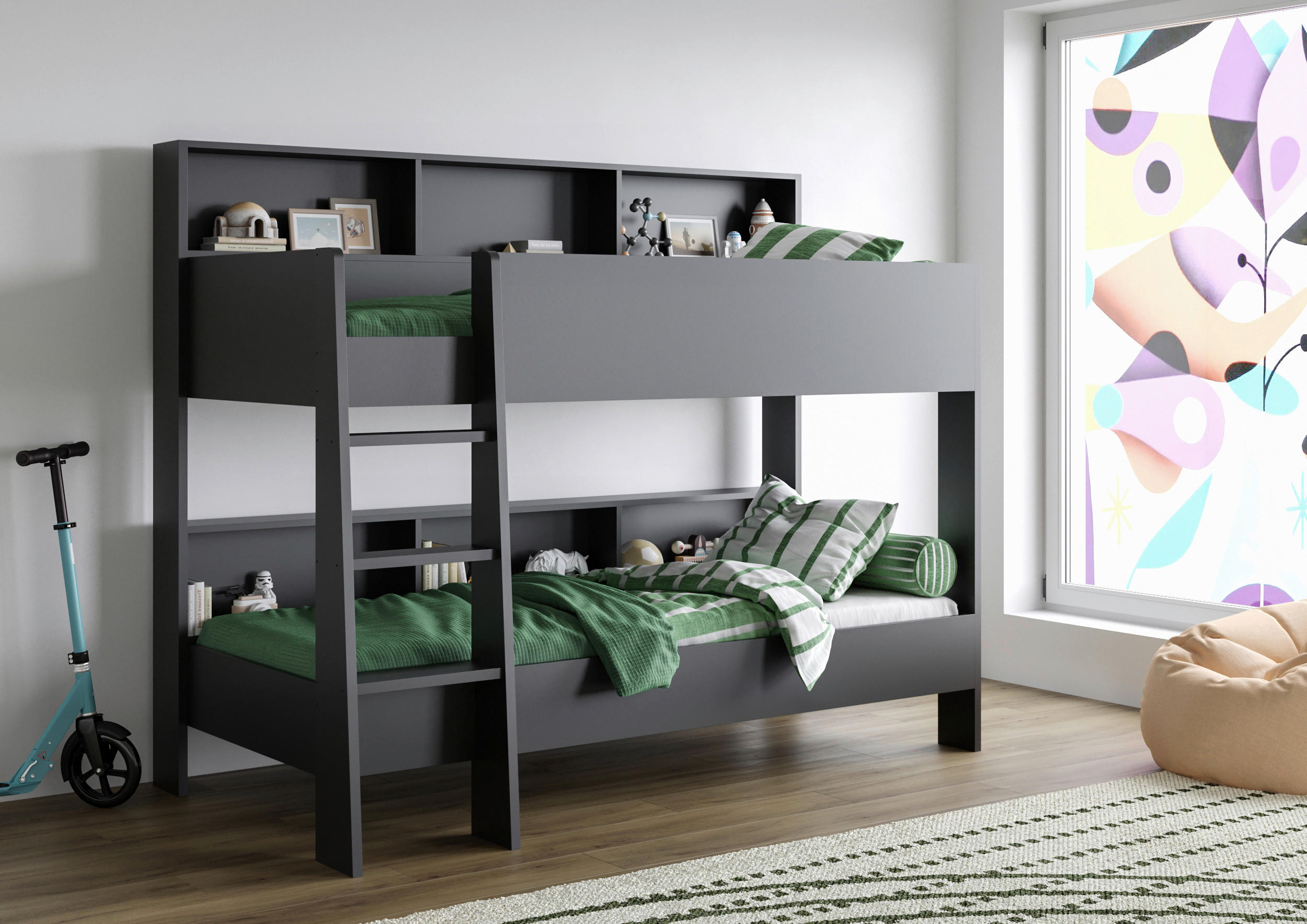 ETAGENBETT - Anthrazit, KONVENTIONELL, Holzwerkstoff (90/200cm) - MID.YOU