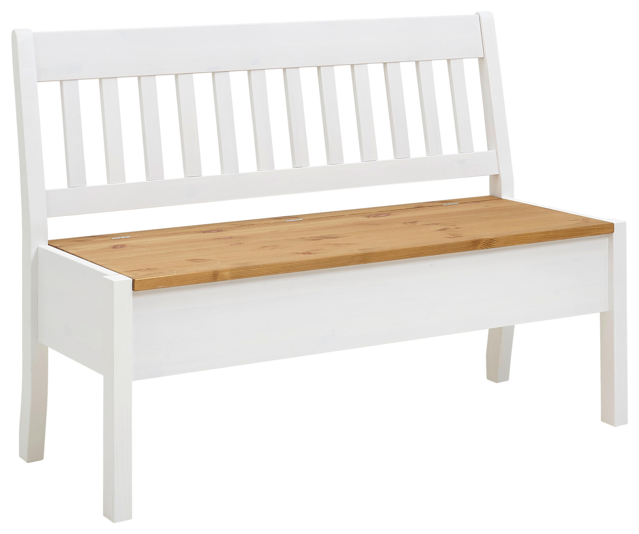 SITZBANK 130/93/58 cm Weiß, Laugenfarbig Kiefer massiv - Laugenfarbig/Weiß, ROMANTIK / LANDHAUS, Holz (130/93/58cm) - Boxxx
