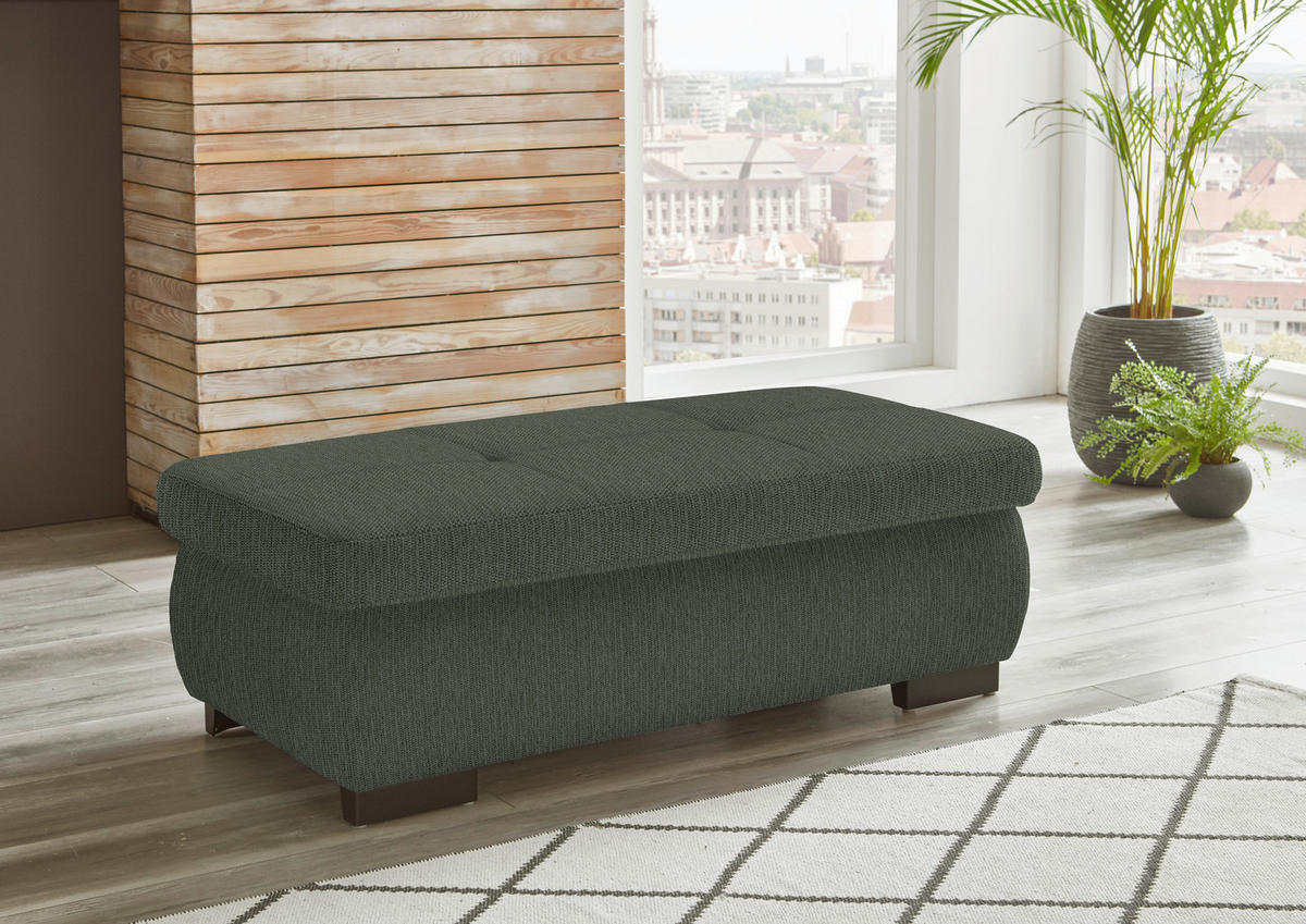 ECKSOFA in Flachgewebe Dunkelgrün  - Dunkelgrün/Schwarz, Design, Textil/Metall (174/297cm) - Beldomo Style