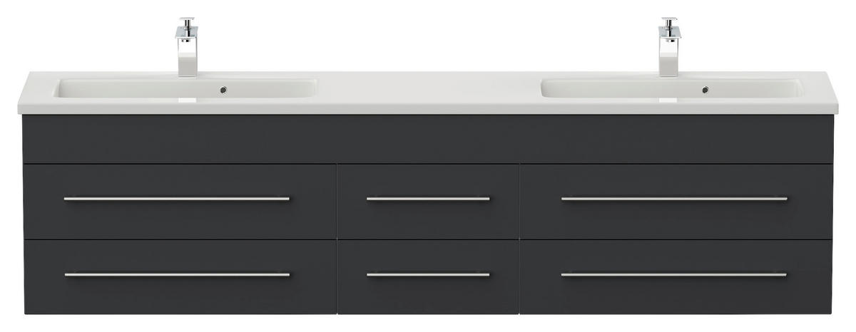 WASCHTISCHKOMBI 200 cm  - Graphitfarben/Weiß, Basics, Holzwerkstoff/Stein (200cm) - MID.YOU