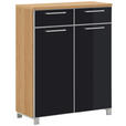 SCHUHSCHRANK 84/108/37 cm  - Chromfarben/Eichefarben, Design, Glas/Holz (84/108/37cm) - Novel
