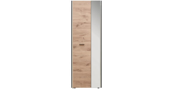 GARDEROBENSCHRANK 66/192/37 cm  - Eichefarben/Schwarz, Design, Holzwerkstoff/Kunststoff (66/192/37cm) - Hom`in