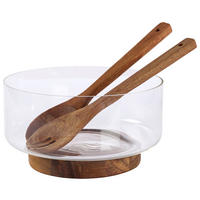 Castron Pentru Salată  - străveziu/culoare lemn acacia, Design, sticlă/lemn - Novel