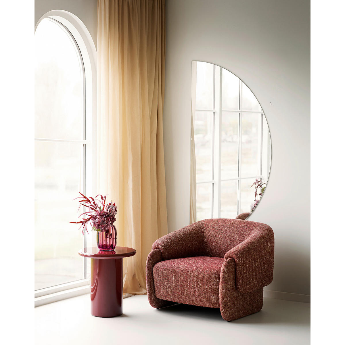 BEISTELLTISCH 45/45/50 cm Otago Bordeaux rund  - Bordeaux, Design, Holzwerkstoff (45/45/50cm) - MID.YOU