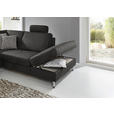 ECKSOFA Latina in Mikrofaser Anthrazit  275/242 cm  - Anthrazit/Alufarben, Design, Textil/Metall (275/242cm) - Dieter Knoll