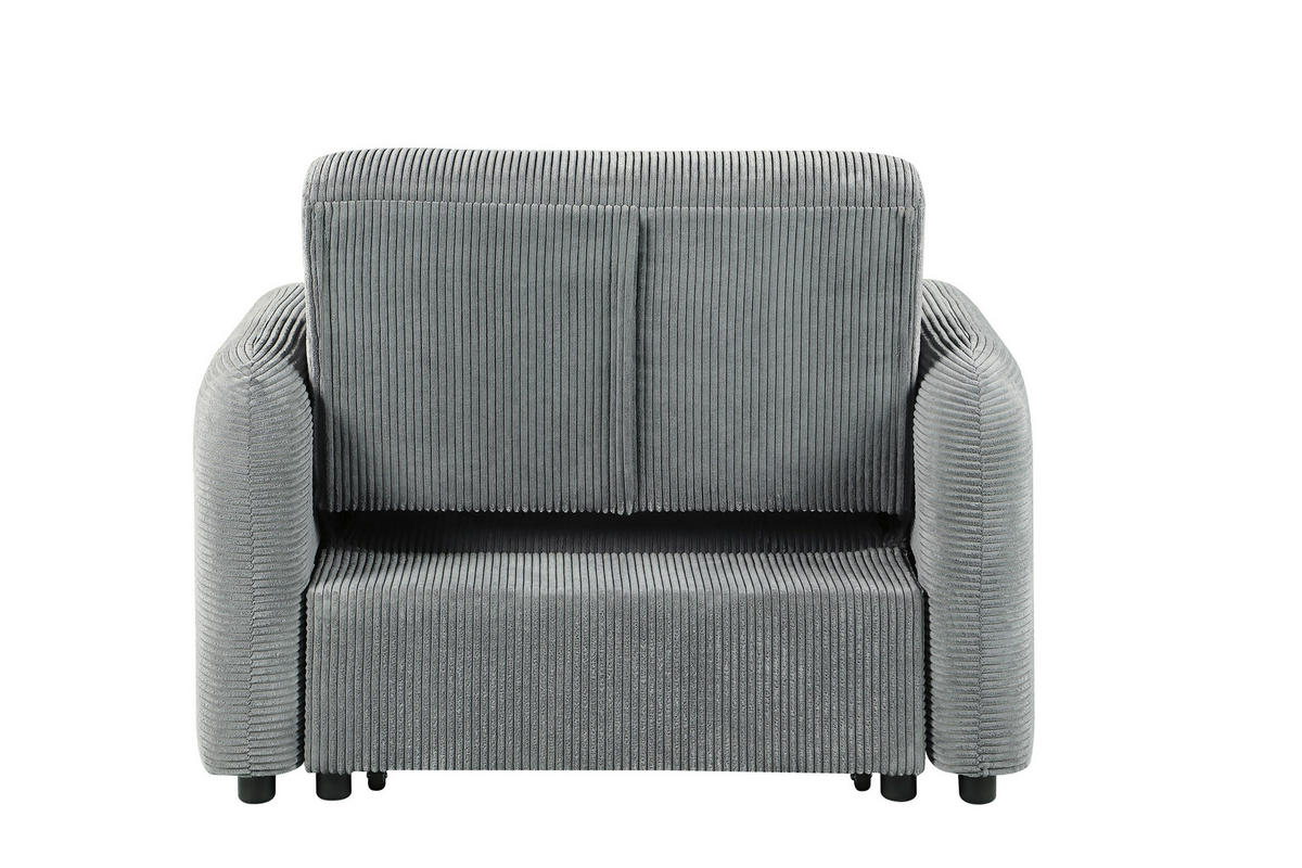 SCHLAFSESSEL PIANA Cord Dunkelgrau Liegefunktion  - Dunkelgrau/Schwarz, Design, Kunststoff/Textil (108/86/90cm) - MID.YOU