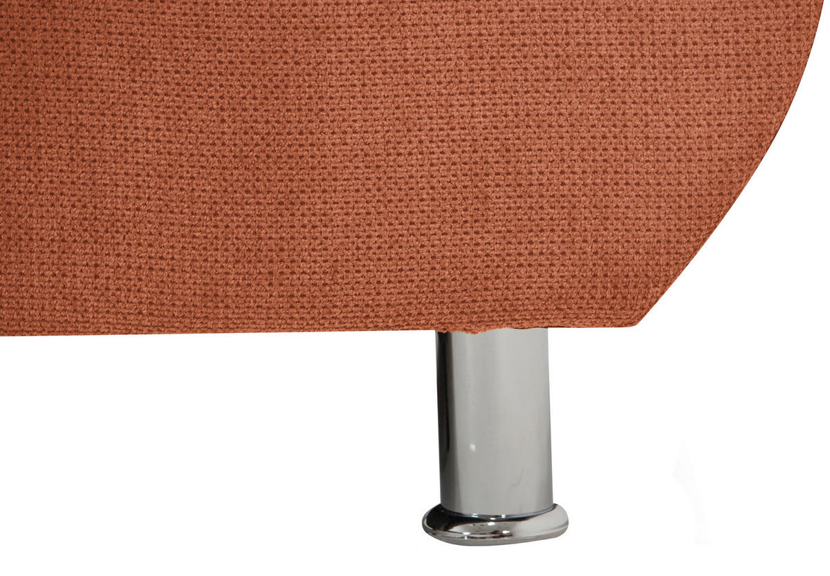 ECKSOFA Cognac Flachgewebe, Mikrofaser  - Chromfarben/Cognac, Design, Kunststoff/Textil (198/312cm) - Livetastic