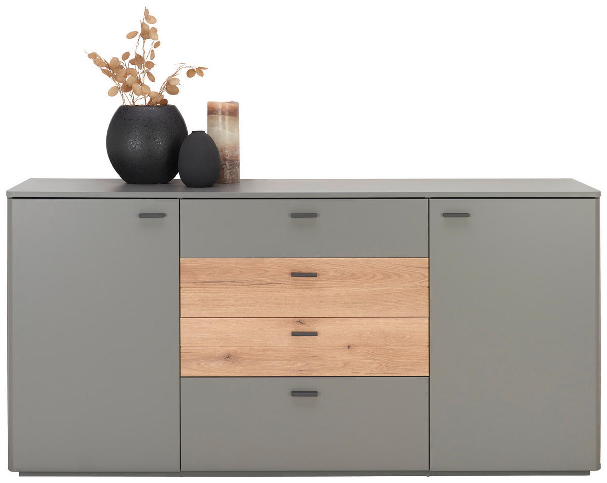 SIDEBOARD Grau, Eichefarben  172/83/43 cm  - Eichefarben/Schwarz, Design, Holzwerkstoff/Metall (172/83/43cm) - Stylife