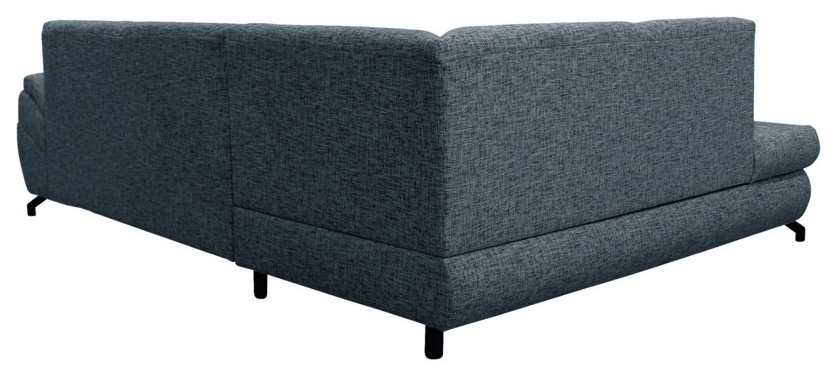 ECKSOFA in Struktur, Plüsch Blau  - Blau/Schwarz, Design, Textil/Metall (201/274cm) - MID.YOU
