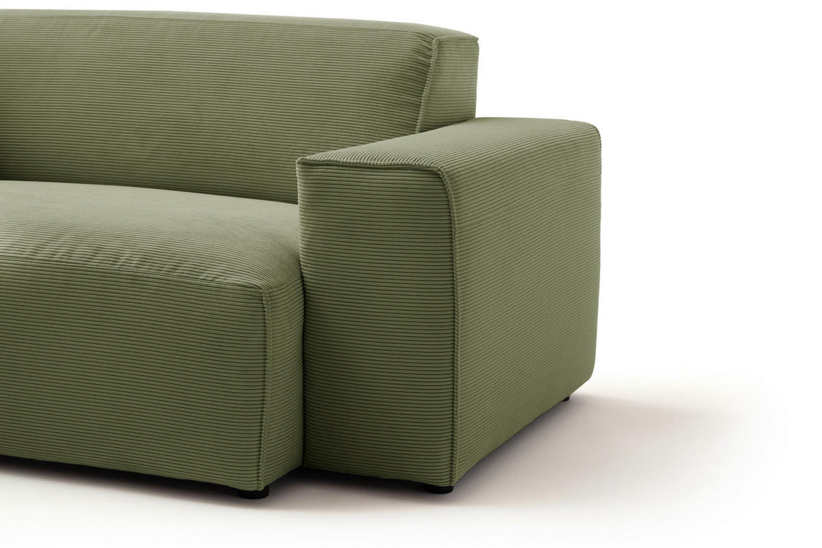 ECKSOFA in Cord Hellgrün  - Schwarz/Hellgrün, Design, Kunststoff/Textil (189/230cm) - Pure Home Lifestyle