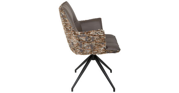 ARMLEHNSTUHL in Eisen Jacquard, Mikrofaser - Graubraun/Schwarz, Design, Textil/Metall (59/89,5/63cm) - Novel