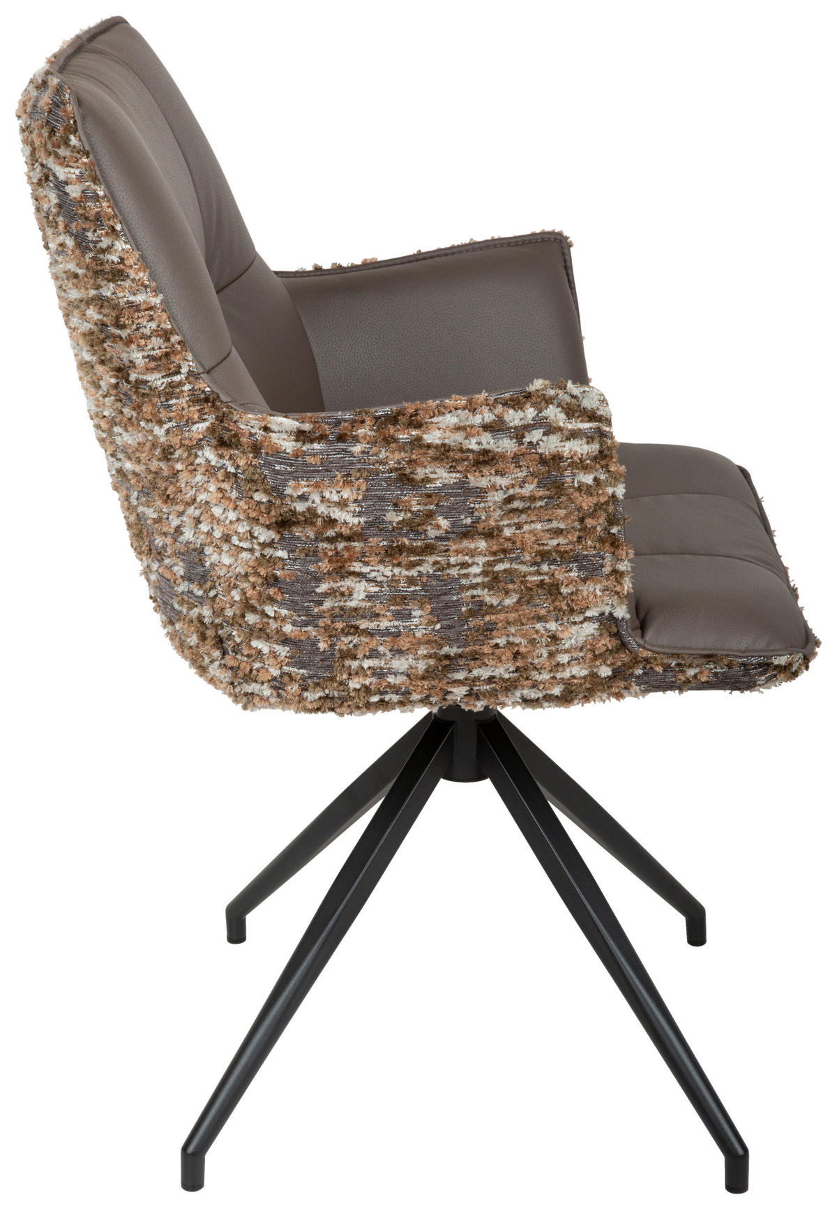 ARMLEHNSTUHL  in Eisen Jacquard, Mikrofaser  - Graubraun/Schwarz, Design, Textil/Metall (59/89,5/63cm) - Novel