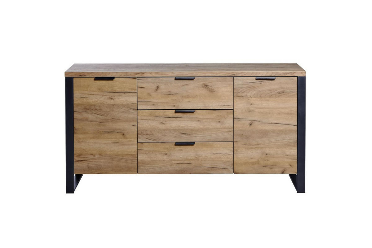 SIDEBOARD 150/76/39,5 cm  in Eichefarben  - Eichefarben/Anthrazit, Modern, Holzwerkstoff/Metall (150/76/39,5cm)