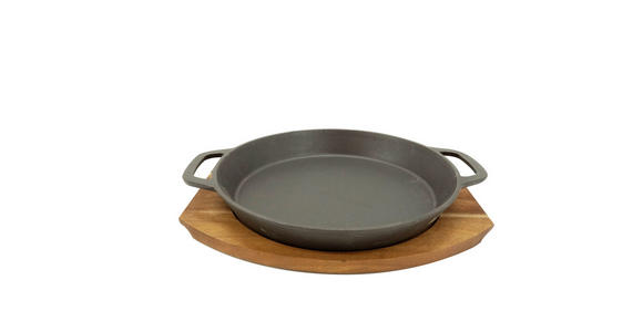 BRATPFANNE  - Schwarz/Naturfarben, Basics, Holz/Metall (36/30/1,5cm) - Homeware Profession.