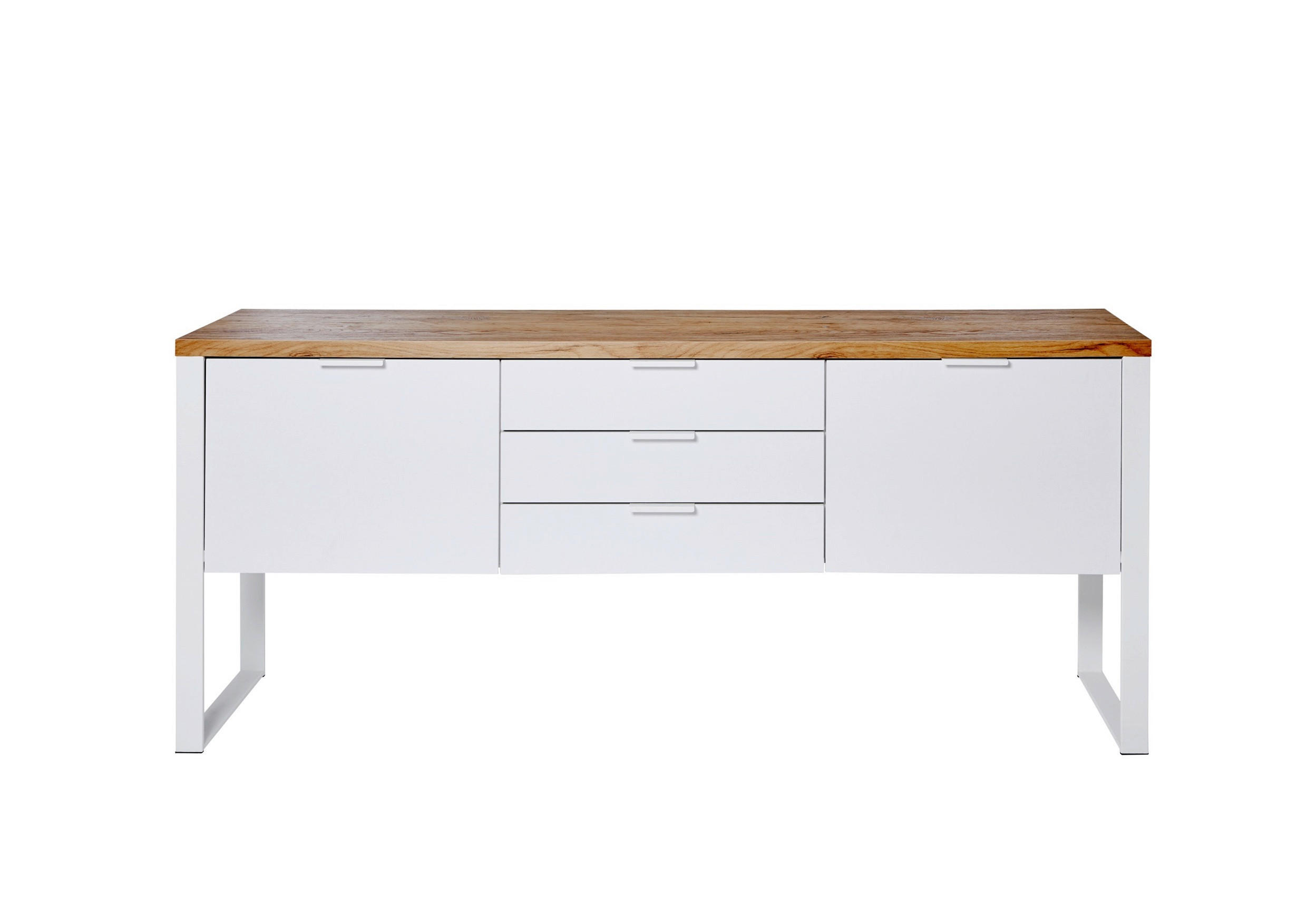 SIDEBOARD  180/76/40 cm 3 Schublade(n)  - Eichefarben/Weiß, KONVENTIONELL, Holzwerkstoff/Metall (180/76/40cm) - Livetastic