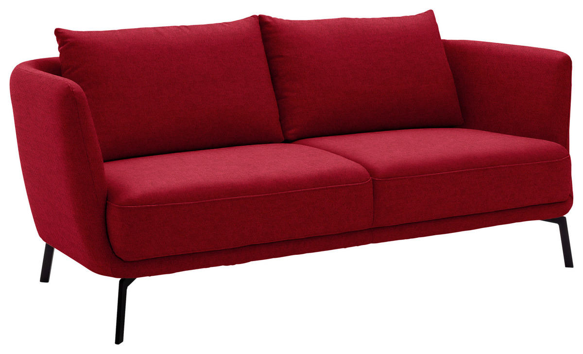 2,5-SITZER  in Flachgewebe Rot  - Rot/Schwarz, Design, Textil/Metall (190/71/91cm) - Schöner Wohnen