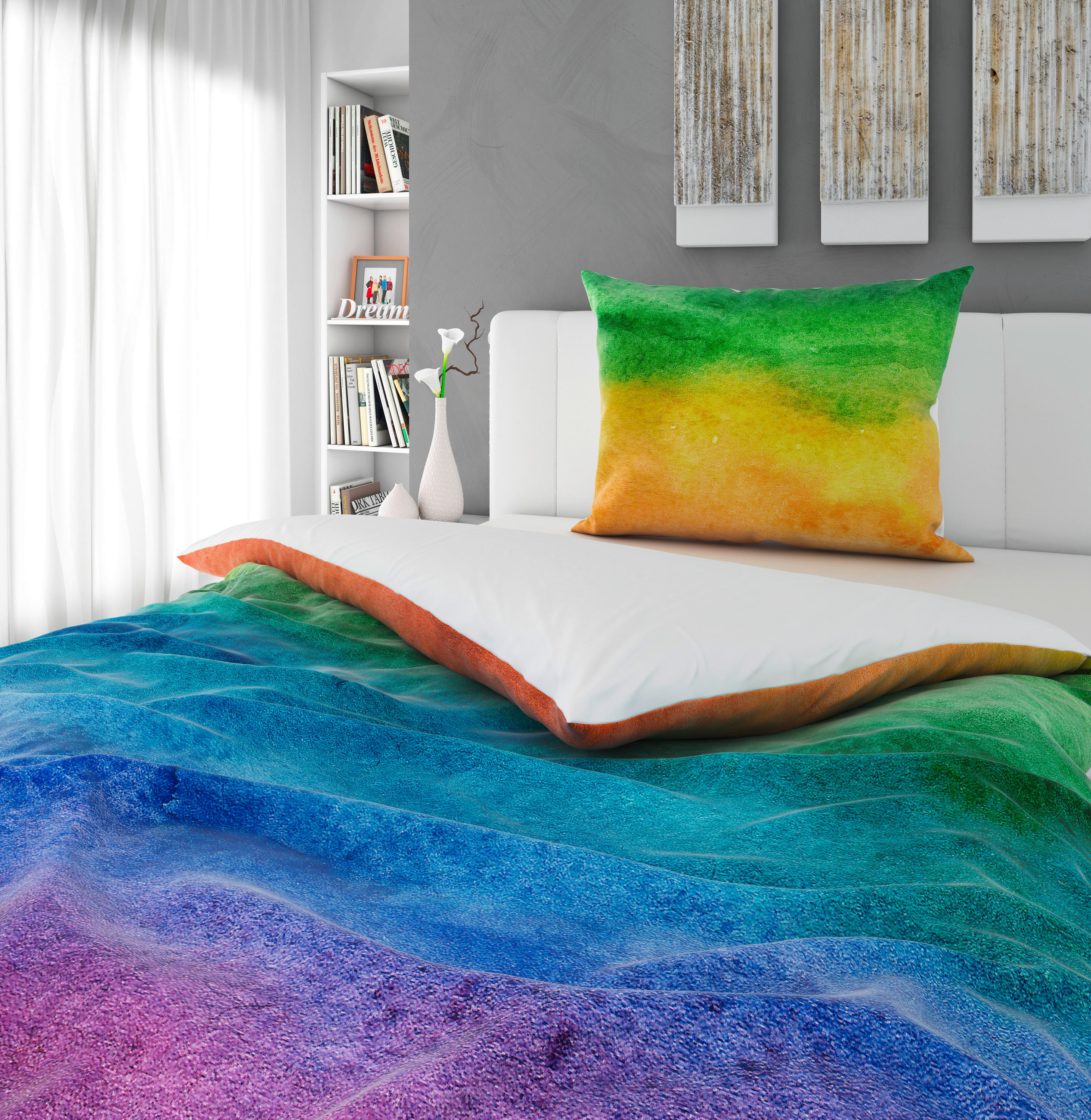 POSTELJINA SA DVA LICA RAINBOW 140/200 cm saten višebojna  - višebojna, Konvencionalno, tekstil (140/200cm) - Esposa