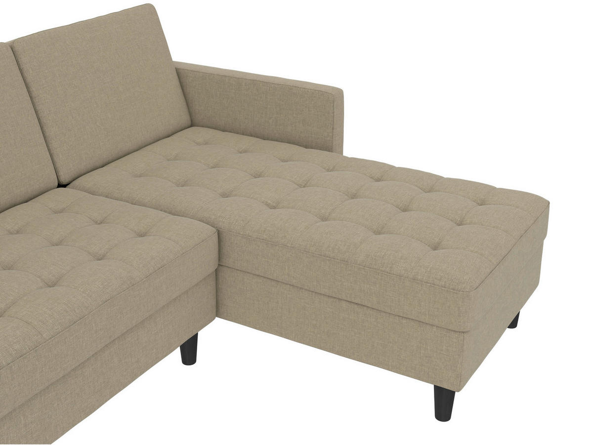 ECKSOFA PALERMO Cappuccino Webstoff, Leinenoptik Schlaffunktion, Stauraum  - Schwarz/Cappuccino, Basics, Kunststoff/Textil (213/154cm) - Livetastic