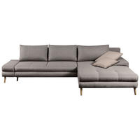 ECKSOFA  Webstoff Greige  - Greige/Beige, Trend, Holz/Textil (313/215cm) - MID.YOU