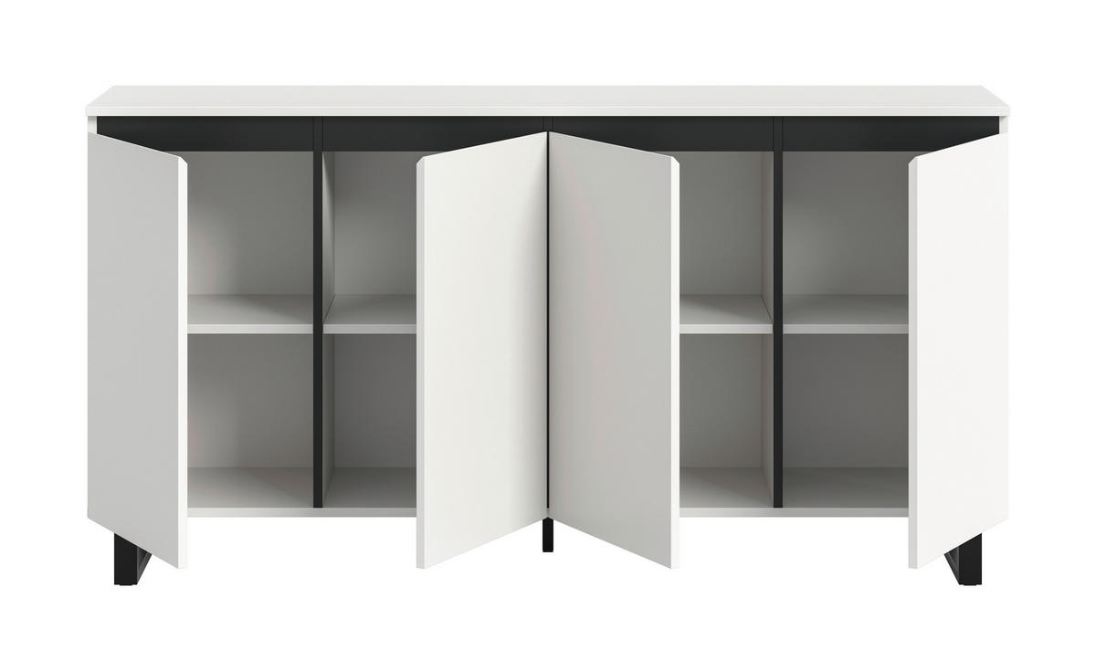 SIDEBOARD  160/84/36 cm  - vit/svart, Design, metall/trämaterial (160/84/36cm) - Livetastic