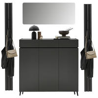 GARDEROBE 4-teilig  in 185/199/40 cm  - Graphitfarben, Design, Holzwerkstoff (185/199/40cm) - Voleo