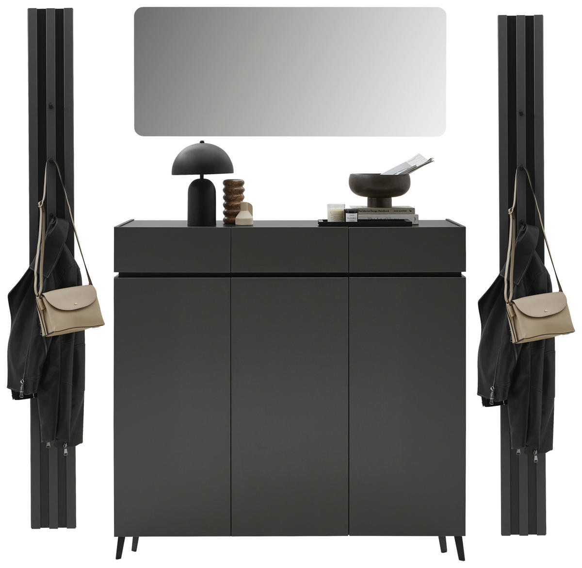 GARDEROBE 4-teilig  in 185/199/40 cm  - Graphitfarben, Design, Holzwerkstoff (185/199/40cm) - Voleo