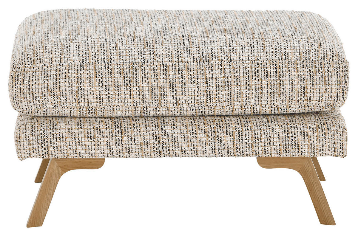 HOCKER Webstoff Creme  - Eichefarben/Creme, KONVENTIONELL, Holz/Textil (80/49/75cm) - SetOne by Musterring
