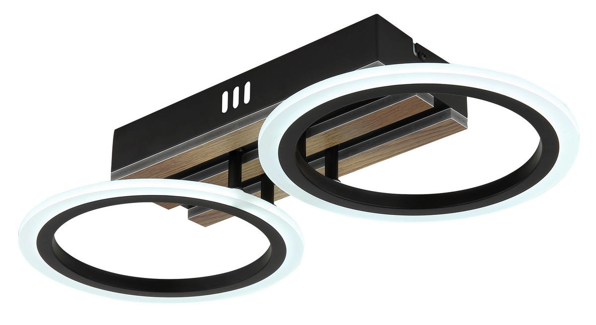 LED-DECKENLEUCHTE 44,5/21/8,5 cm   - Dunkelbraun/Schwarz, Natur, Holzwerkstoff/Kunststoff (44,5/21/8,5cm) - Globo