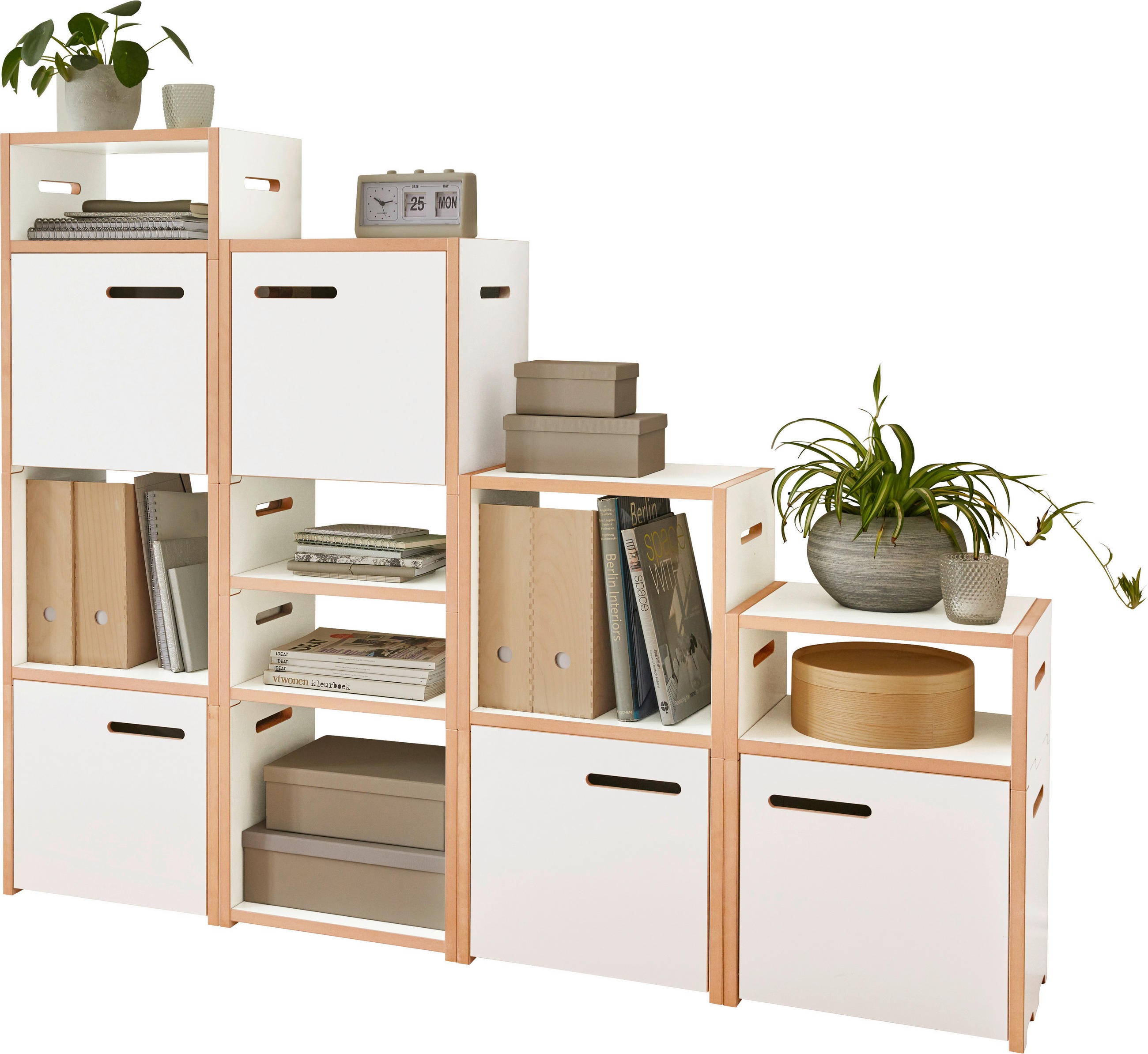 REGAL Weiß, Buchefarben  - Buchefarben/Weiß, MODERN, Holzwerkstoff (160/126,2/32cm) - Tojo