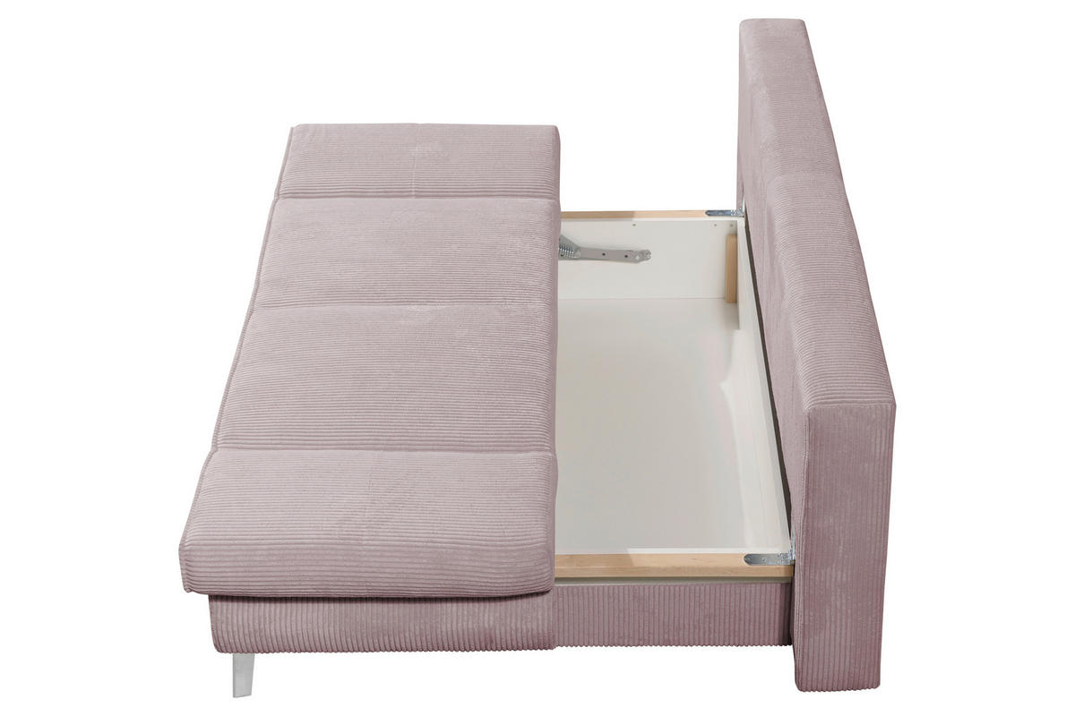 SCHLAFSOFA in Cord Rosa  - Chromfarben/Rosa, Design, Textil/Metall (200/85/90cm) - Xora