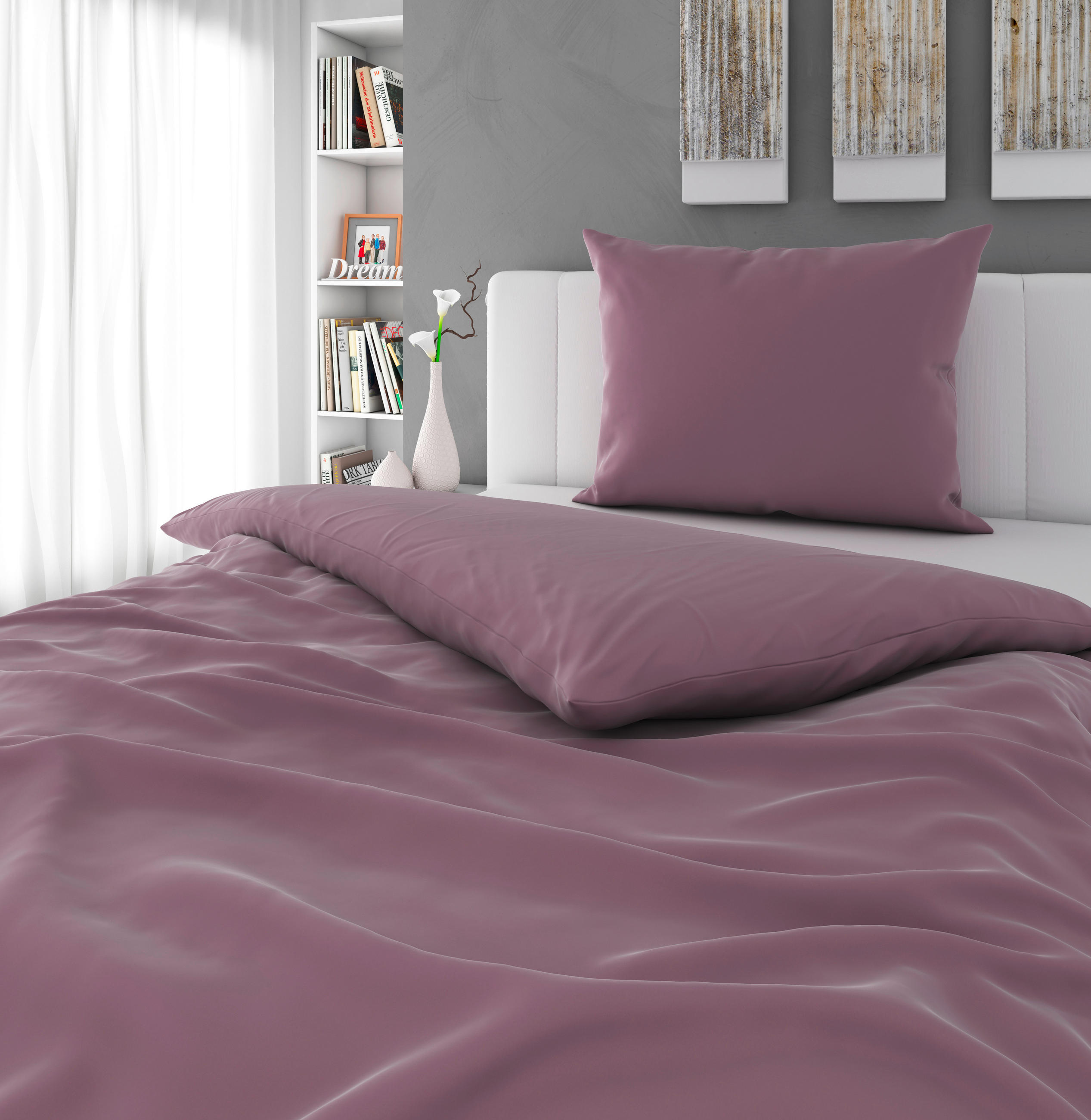 BETTWÄSCHE TANJA Satin 140/220 cm  - Mauve, Basics, Textil (140/220cm) - Novel
