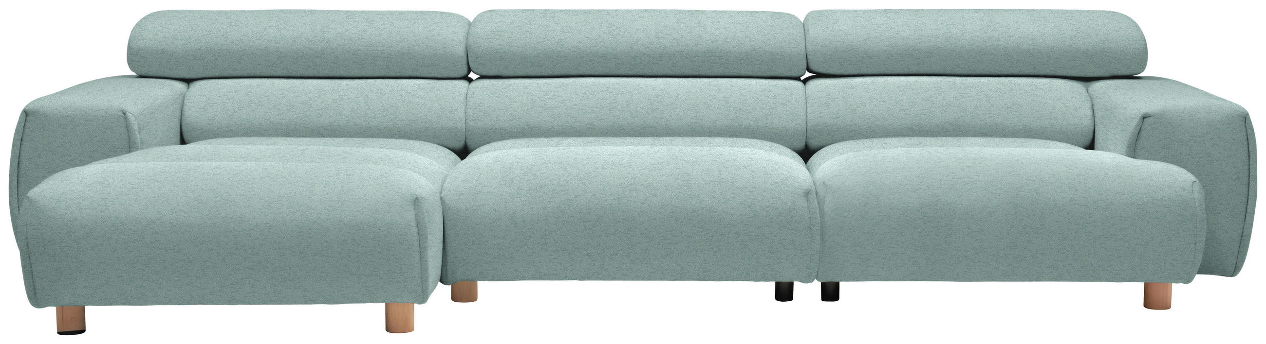 ECKSOFA  in Velours Mintgrün  150/329 cm  - Mintgrün, Natur, Holz/Textil (150/329cm) - Lomoco