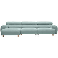 ECKSOFA  in Velours Mintgrün  150/329 cm  - Mintgrün, Natur, Holz/Textil (150/329cm) - Lomoco
