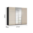 SCHWEBETÜRENSCHRANK 271/223/68 cm 3-türig Schwarz, Champagner  - Champagner/Alufarben, KONVENTIONELL, Glas/Holzwerkstoff (271/223/68cm) - Novel