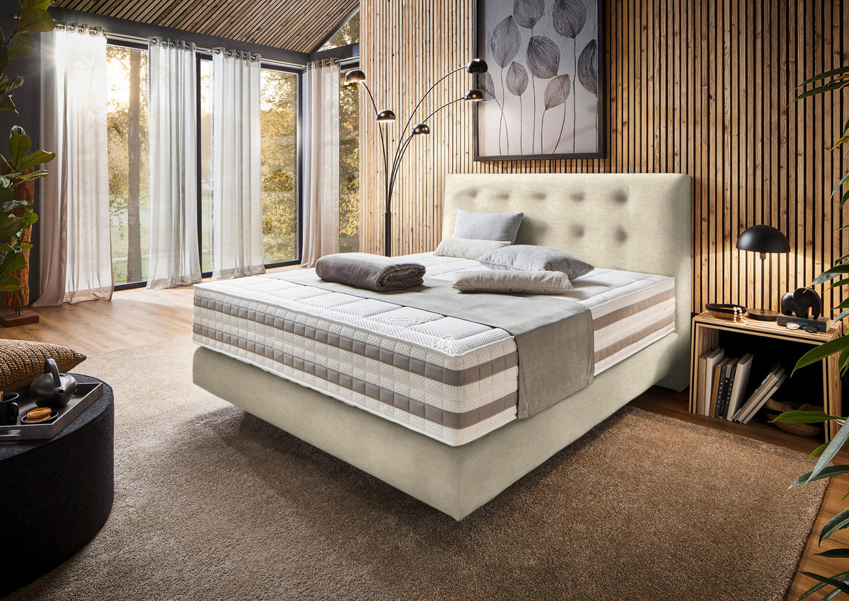 BOXSPRINGBETT 160/200 cm  in Beige  - Beige, KONVENTIONELL, Holz/Textil (160/200cm) - Dieter Knoll