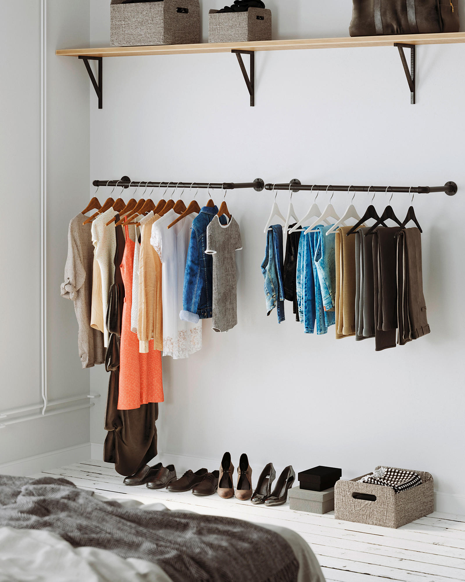 Thumbnail - Xxxl Wandgarderobe, Schwarz, Metall, 30x92 cm, Kleiderstange, Garderobe, Garderobenleisten & Garderobenhaken