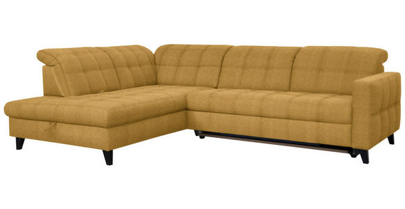 ECKSOFA  in Webstoff Currygelb  216/297 cm  - Currygelb/Schwarz, Design, Holz/Textil (216/297cm) - Xora