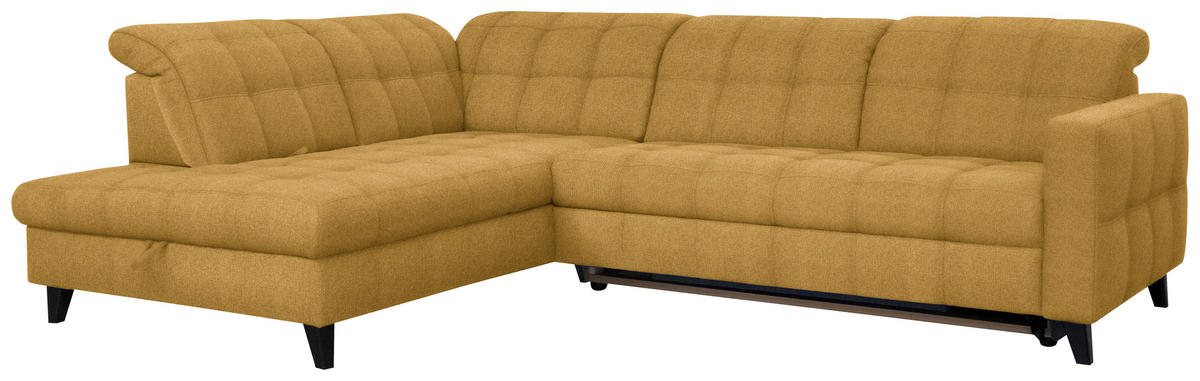 ECKSOFA in Webstoff Currygelb  - Currygelb/Schwarz, Design, Holz/Textil (216/297cm) - Xora