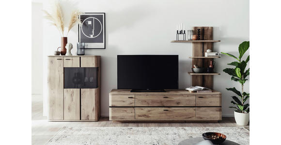 WOHNWAND in Anthrazit, Eichefarben 300/181/50 cm - Eichefarben/Anthrazit, KONVENTIONELL, Glas/Holzwerkstoff (300/181/50cm) - Cantus