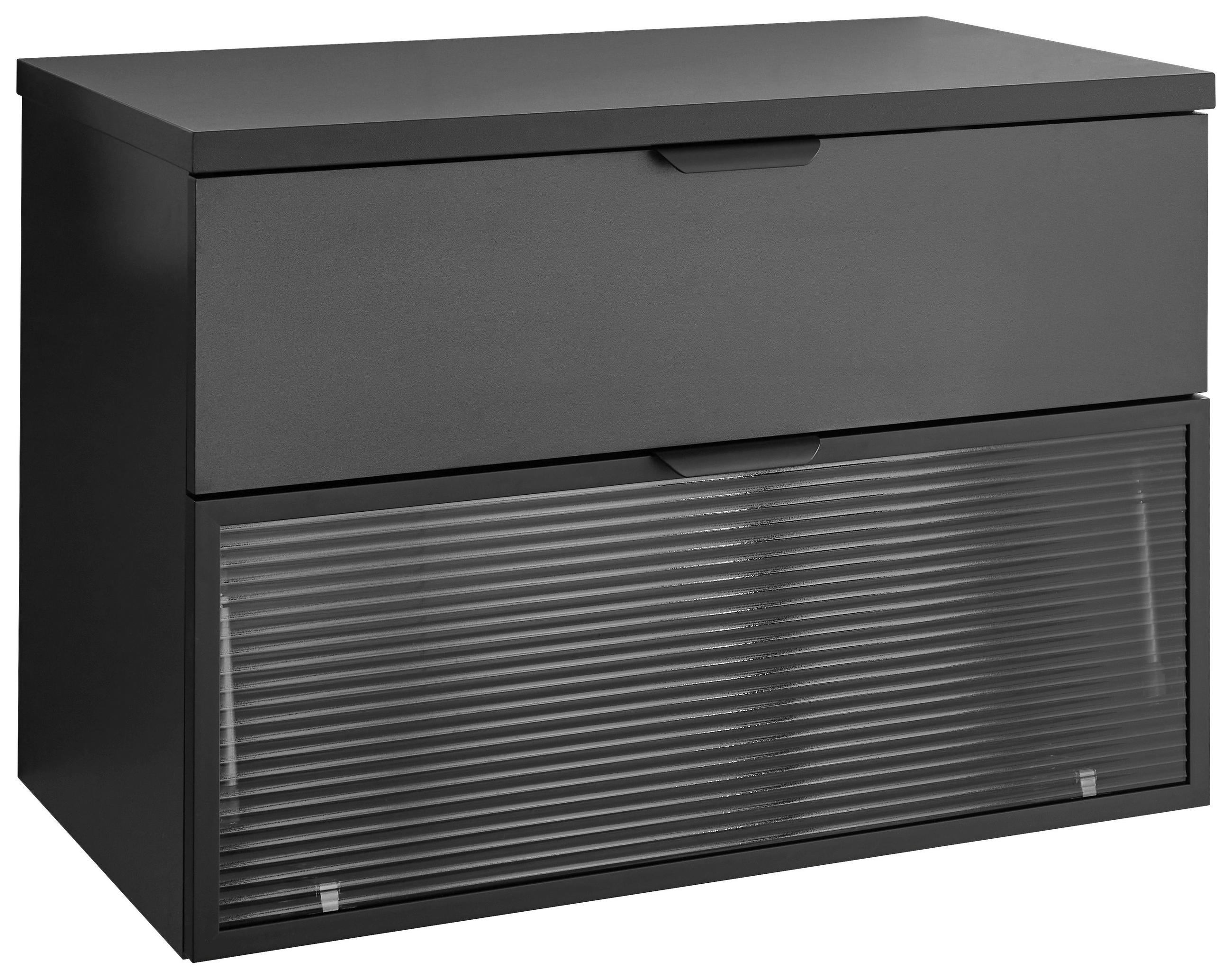 WASCHBECKENUNTERSCHRANK 80/55/46 cm  - Schwarz, KONVENTIONELL, Glas/Holzwerkstoff (80/55/46cm) - home24