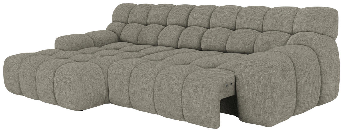 Ecksofa inkl. Funktion Graubraun Webstoff  - Graubraun/Schwarz, MODERN, Kunststoff/Textil (180/297cm) - Welnova